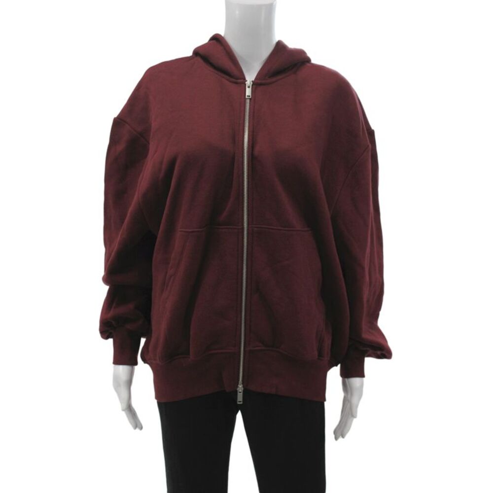 Zara Womens Full Zip Hoodie Red High Neck Long Sleeve Size S